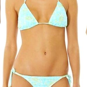 NWT Lilly Pulitzer Boardwalk Bikini Top Get Crackin Blue Green Crab Small New